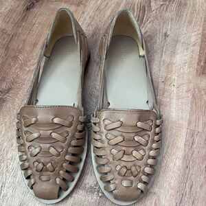 Nisolo Huarache Almond Sandals Womens Sz 8 Tan New‎ Slip On Leather Flats Woven